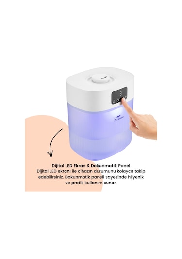 Bebebao Pufi 5lt Ultrasonik 7 Renkli Buhar Makinesi Hava Oda Ortam Nemlendirici Dokunmatik Panel Aromatik Yağ Hazneli