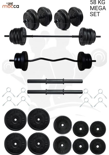 58 Kg Z-Barlı MEGASET Halter Seti Ve Dambıl Seti Ağırlık Fitness Seti