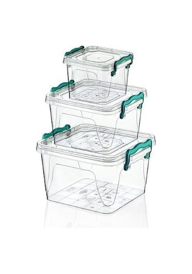 3'Lü Çok Amaçlı Kare Saklama Kabı N112290 Çok Renkli