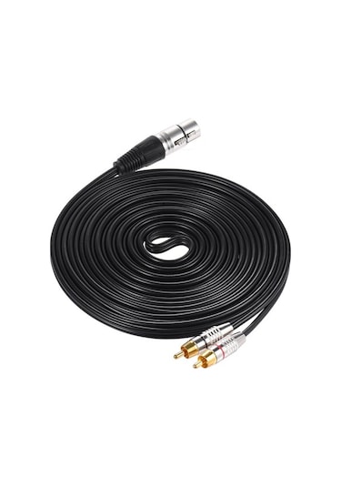 Besthome1 5m Siyah Xlr Dişi 2 Rca Erkek Stereo Ses Kablosu - Mikser, Ampüly Bağlantısı, Kesintisiz Sinyal