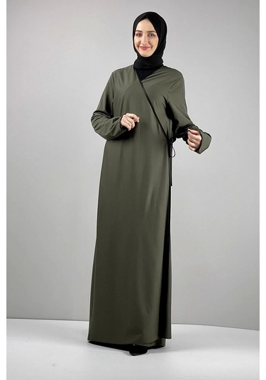 Moda Çizgi Namaz Elbisesi Haki