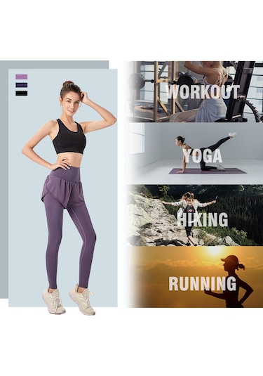 Skycity 2 Si 1 Arada Esnek Spor Tayt: Yoga, Spor Salonu Ve Dış Mekan İçin Rahatlık Mor