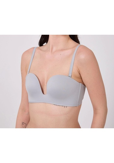 Freshness Msf05 Destekli V Dekolte Lazer Kesim Sütyen Gri