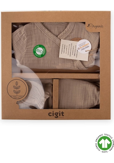 Cigit Organik Hastahane Çıkışı Bebek Takımı 0-3 Ay Vizon Vizon