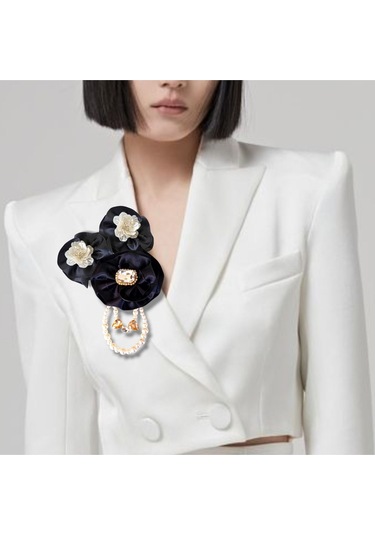 3 Lü Set Saten Siyah Gül Broş, Yaka İğnesi, Yaka Çiçeği Siyah
