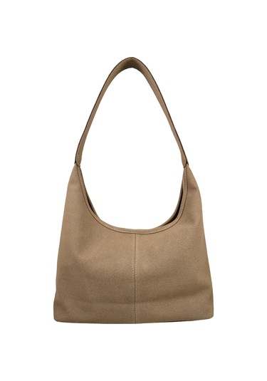 Kadın Zımba Detaylı Süet El Ve Omuz Çantası - Vizon Vizon