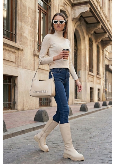 Lela Fitilli Regular Fit Balıkçı Yaka Soft Akrilik Bayan Kazak 4614102 Krem