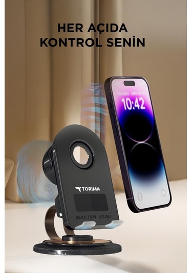 Torima JX-061 Kablosuz Hoparlör Manyetik Telefon Tutucu Siyah