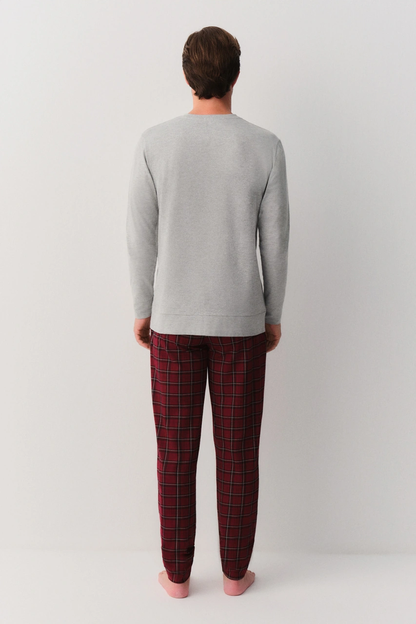 Suwen Cedric Erkek Pijama Takımı Sh26303660a692 Bordo Ekoseli