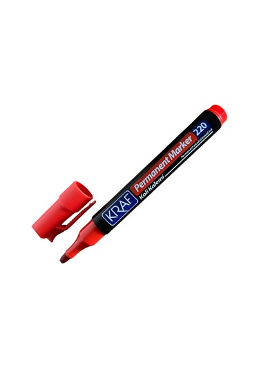 Kraf Permanent Markör Yuvarlak Uc 220 Kırmızı Koli Kalemi Çok Renkli