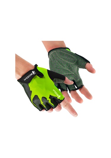 Yuntech01 Yeşil L Beden Sbr Ve Silikonlu Yarı Parmak Antrenman Eldiveni - Dayanıklı, Nefes Alıcı, Kaymaz Önleyici - Bisiklet, Ağırlık Çekme İçin Yeşil