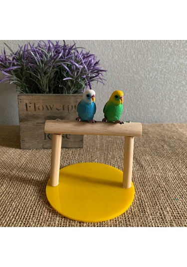 Yifomall Doğal Ahşap Kuş Eğitim Standı - Oyuncak Ve Tünek Seti