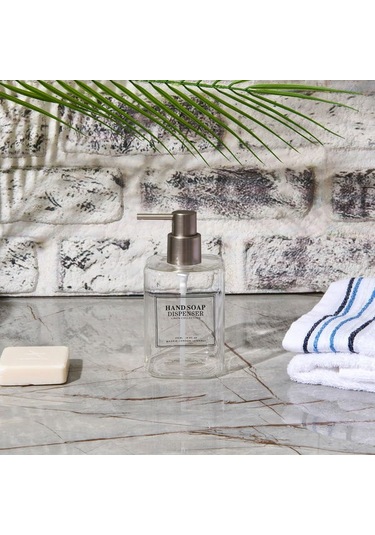 Mien Kare Borosilikat Cam Sıvı Sabunluk - Şeffaf / Gri Şeffaf / Gri