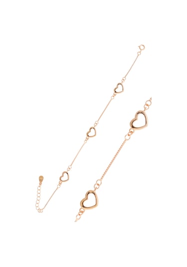 Kadın Kalpli Rose Gümüş Bileklik  Dgn20721