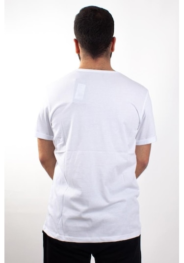 Twister Jeans 1827Bb Beyaz Büyük Beden V Yaka Erkek T-Shirt Beyaz
