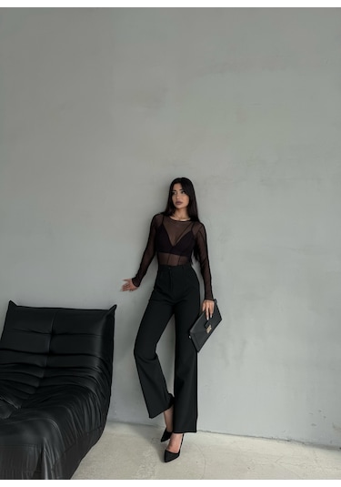 Kadın Palazzo Pantolon Oversize Kesim Siyah