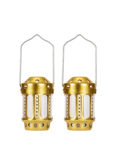 Mufunye Kamp İçin 2'li Tealight Fener Paketi - 2 Altın Çok Renkli