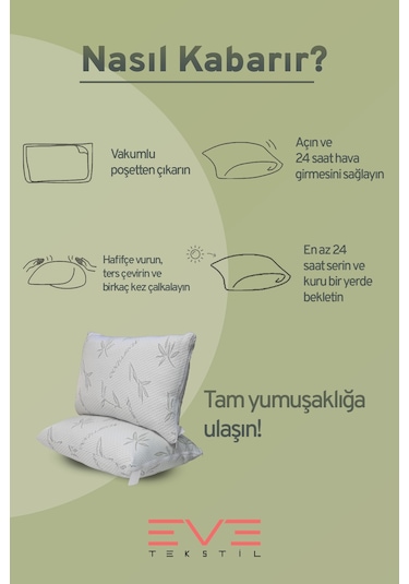 Eve Tekstil 8 Adet Bamboo Gri Serisi Kılıflı Fermuarlı Yıkanabilir Antialerjik Silikon Elyaf Yastık 50x70cm 800 Gr Gri