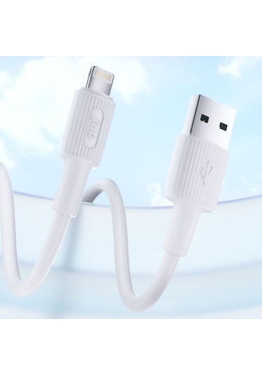 Juo JCBS111-W 12w 2.4a Usb-a To Lightning iPhone Apple Uyumlu iPad  Silikon Hızlı Şarj Ve Data Kablosu Beyaz 1 Metre