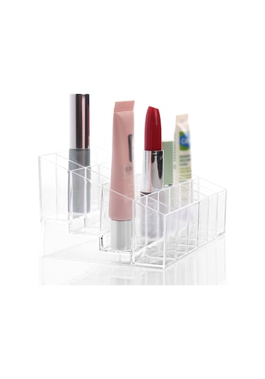 Qingmipy 24 Delikli Şeffaf Dudak Ruj Organizatörü - Masaüstü Kozmetik Depolama Kutusu, Rujları Düzenleyici Ve Gösterici A77