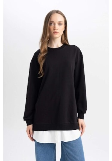 Defacto Regular Fit Bisiklet Yaka Basic Düz Sweatshirt Tunik A9529AX24AUBK81 Siyah Defacto Regular Fit Bisiklet Yaka Basic Düz Sweatshirt Tunik A9529AX24AUBK81 Siyah