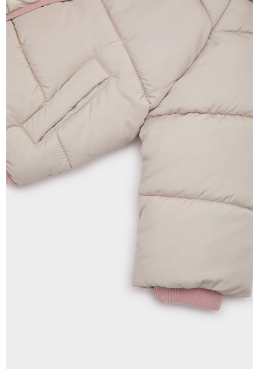 Defacto Kız Bebek Kapüşonlu Fermuarlı Şişme Mont C5312a525auer120 Ekru