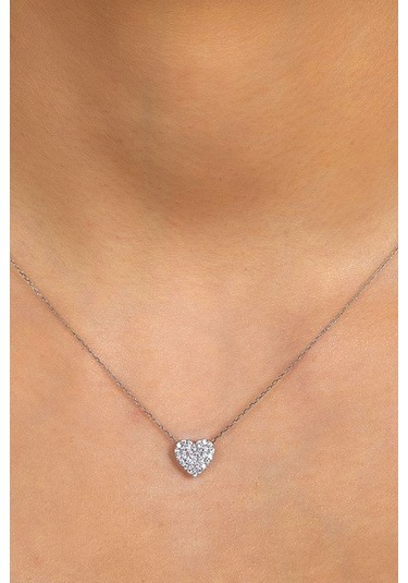 14 Ayar Altın Kolye Taşlı Kalp Altın Kolye 45 Cm Uzunlukta