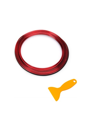 Ranyeek 2 Metre Pvc Araç İç Dekorasyon Çizgisi - Metal Yansıma, Ses Azaltma, Esnek, Kırmızı