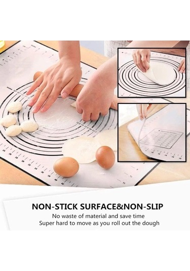 Novahub Kırmızı Fiberglas Silikon Pişirme Mat, 80x60cm, Yoğurma Pedi, Yapışmaz, Haddeleme Hamur Mat, Mutfak Pasta Sayfası