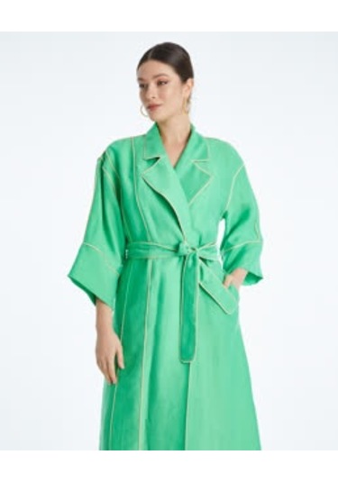 Kadın Biyeli Kap - Bağlama Kemer Detaylı - Modern Ve Şık - Günlük Ve Özel Günlerde Kullanım İçin Kap Yeşil