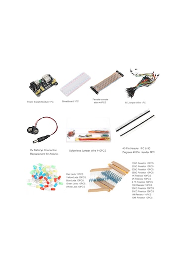 Xindoker Başlangıç Seviyesi Elektronik Bileşen Seti: Devre Tahtası, Direnç, Kondansatör, Diyot Ve Led'ler İle Uygulama Paketi