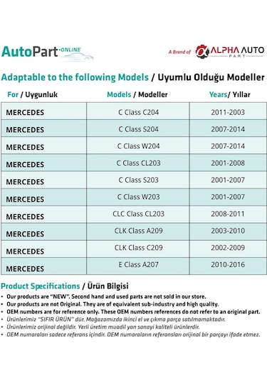 Mercedes İçin Motor, Kaput Keçe Klipsi- 10'lu