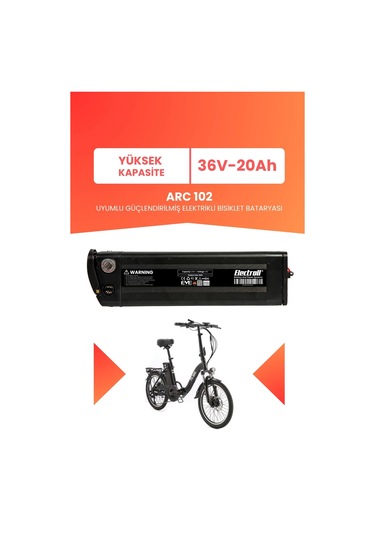 Arc 102 Uyumlu 36v 20ah Elektrikli Bisiklet Bataryası Siyah