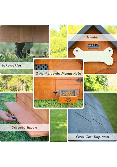 Mandu Isı Yalıtımlı Ahşap Köpek Kulübesi Medium