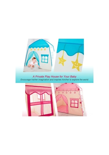 Novahub Çocuk Oyun Çadırı - Dış Mekan Uygun İç/dış Mekan Pembe/mavi Seçenekli Mavi Mavi