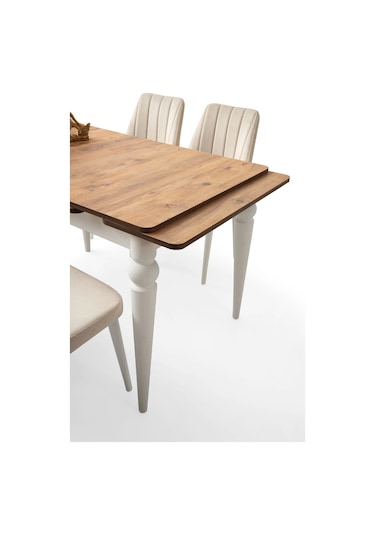 Yandan Açılır Büyüyen Yemek Masası Meşe-Beyaz 60x90 CM Beyaz
