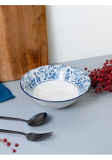 Korall Floral Pattern 550ml 4'lü Set Marul Salatası Kasesi 293896001 Beyaz