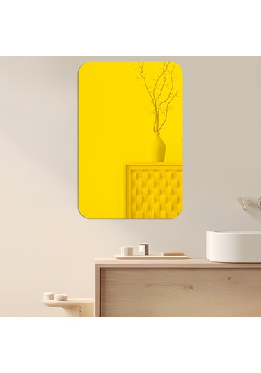 Sones 4 Adet 42cm X 27cm Yuvarlak Köşe Modelleri Dikdörtgen Akrilik Ayna Stereo Duvar Stickerları Siyah Diğer