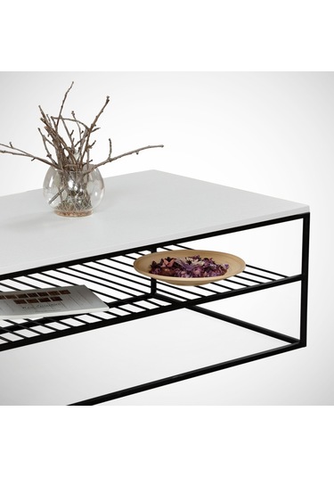 Etna Beyaz Orta Sehpa Metal & Orta Masa / Metal Ayaklı Sehpa