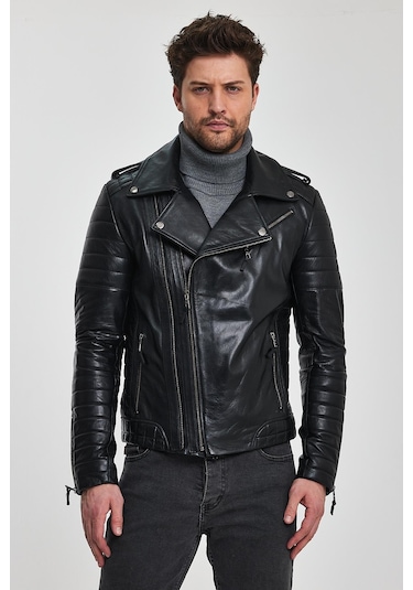 Roberto Siyah Deri Mont 001