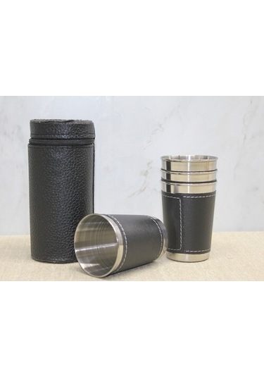 Derili Kılıflı 4'lü Shot Bardak