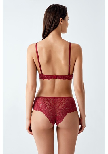 Luw 4083 Bordo Dolgusuz Sütyen Külot 2Li Takım Bordo