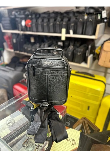 Trg Polo Siyah Sunni Deri Erkek El Omuz Çantası Siyah