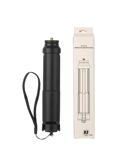 Neevoyu Alüminyum Çubuklu Teleskopik Tripod Ayak - 96.5cm Uzunluk, 1/4" Vida, Siyah 148g Diğer