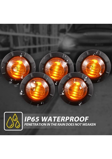 3/4" Yuvarlak Led Ön Arka Yan İşaret Işıkları Su Geçirmez Kurşun Geçirmez İşaret Işıkları 12v Araba Kamyon İçin Kehribar Kırmızı