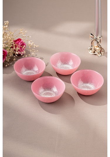 Emsan Pastel 4 Parça Cam Kase 10 Cm Pembe Pembe