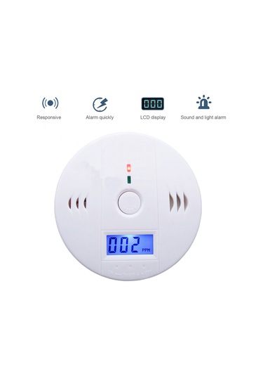 Tenfowee Karbon Monoksit Alarm Cihazı, Ses Işık Uyarı, Düşük Pil Uyarısı, Beyaz, 220v, 85db, Pil Dahil Değil