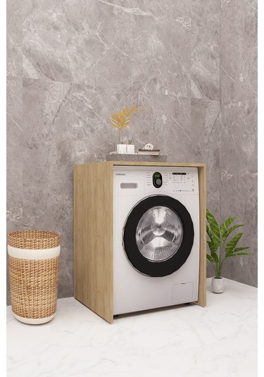 Mdf Çamaşır Makinesi Dolabı Ahşap Lefkas Meşe