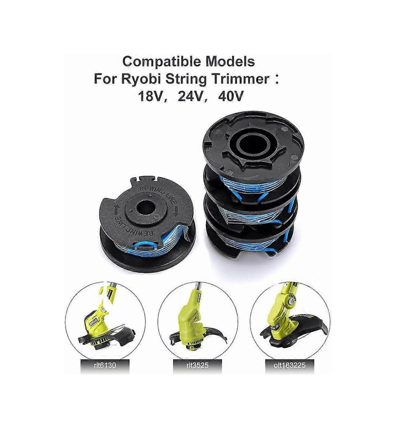 Yuntech01 Ryobi Ac14rl3a Elektrikli Bıçak Makinesi İçin 6 Adet Değişim Bobin Seti - 3.3m X 1.65mm Nilon Teli, Otomatik Besleme, 18v/24v/40v Uyumlu