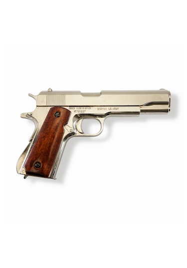 Denix Dekoratif Replika Otomatik 45 Kalibre Gümüş M1911a1 Tabanca